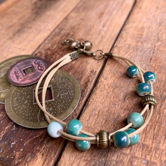 ✨VINTAGE BOHO CERAMIC STRING BRACELET/ANKLET - Picture 2 of 8